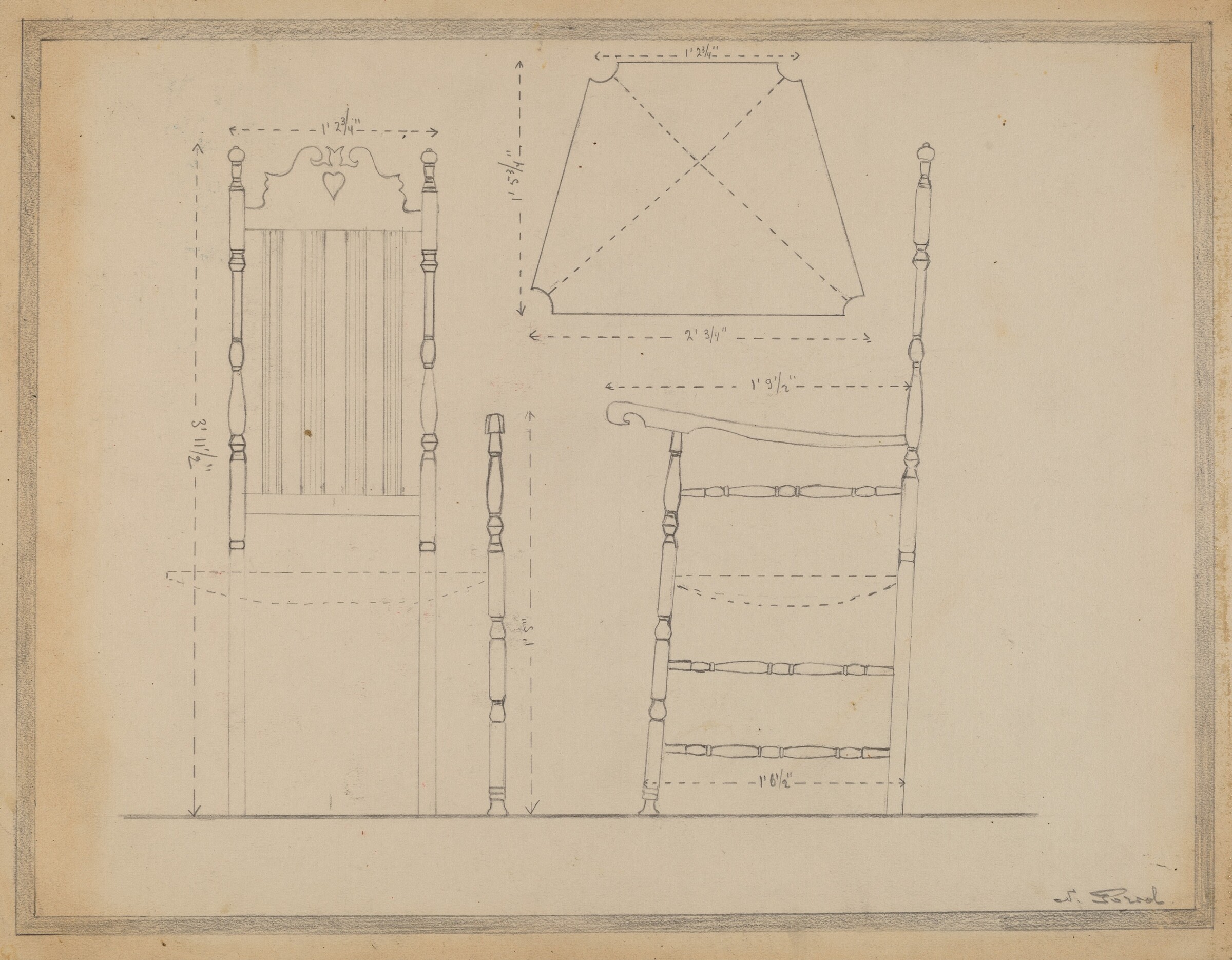 Drawing of Chair, Nicholas Gorid, 1935/1942