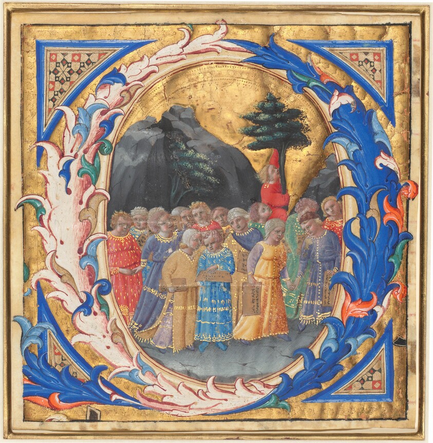 Initial Q with a Procession of Children