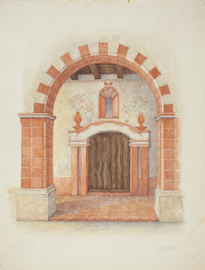 Restoration Drawing: Main Doorway & Arch to Mission House