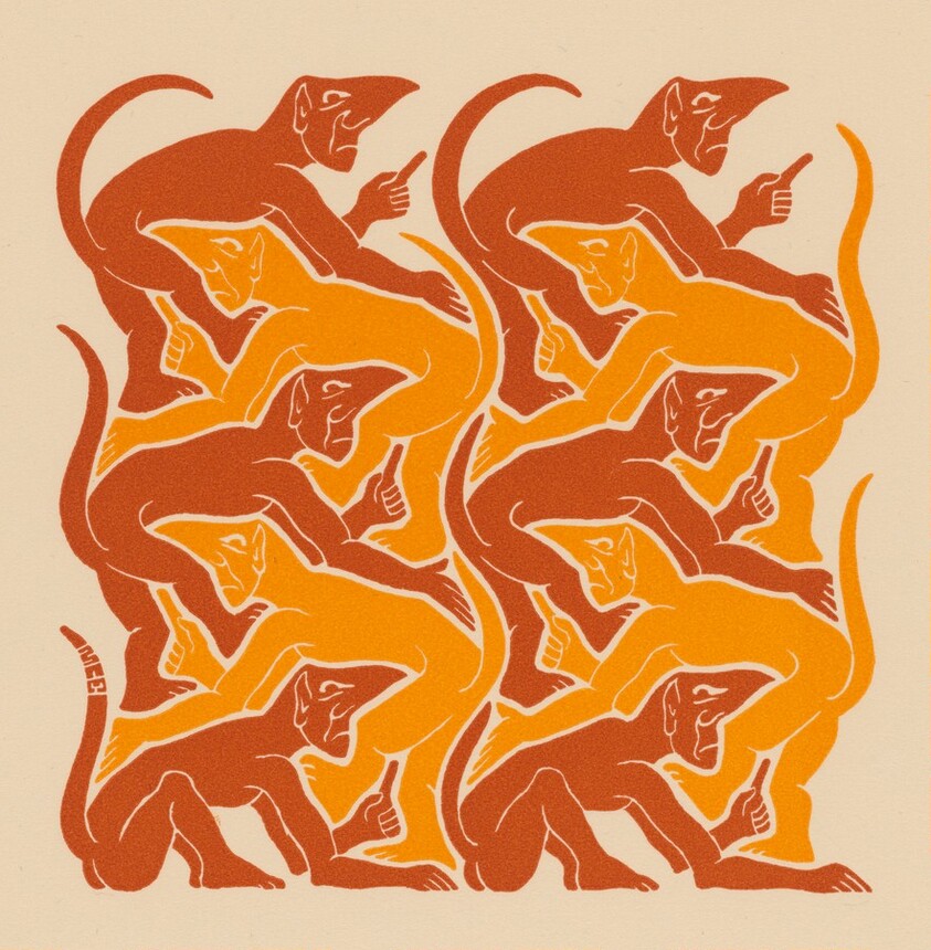 Fire, New Year's greeting-card 1955