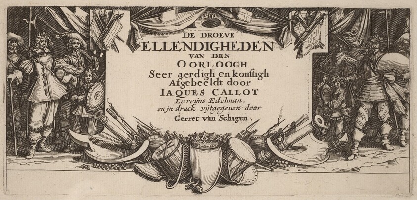 Title Page for "De droeve Ellendigheden van den Oorloogh"