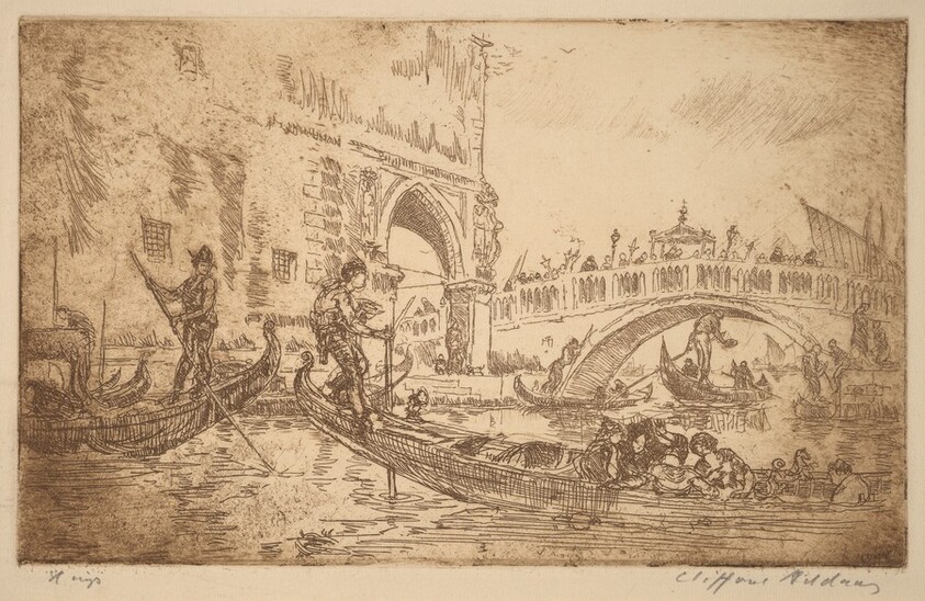Procession Over Bridge by Ducal Palace, Venice