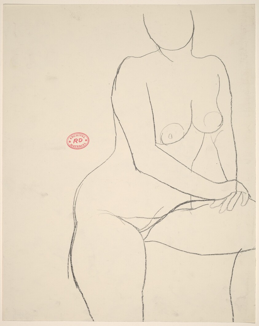 Untitled [standing nude leaning on her elevated left leg]