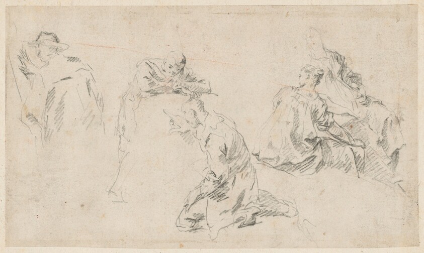 Figures Deciphering an Inscription, with Two Women Seated [Study for Oeuvres de Bossuet, IV]