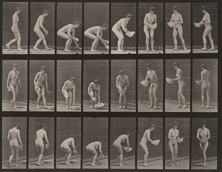 Plate Number 223. Stooping, lifting a basin, wiping it and turning