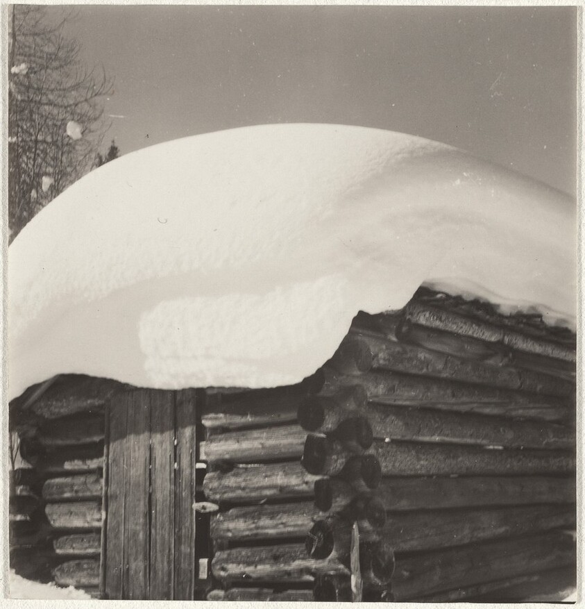 Snow-covered cabin--Landscape