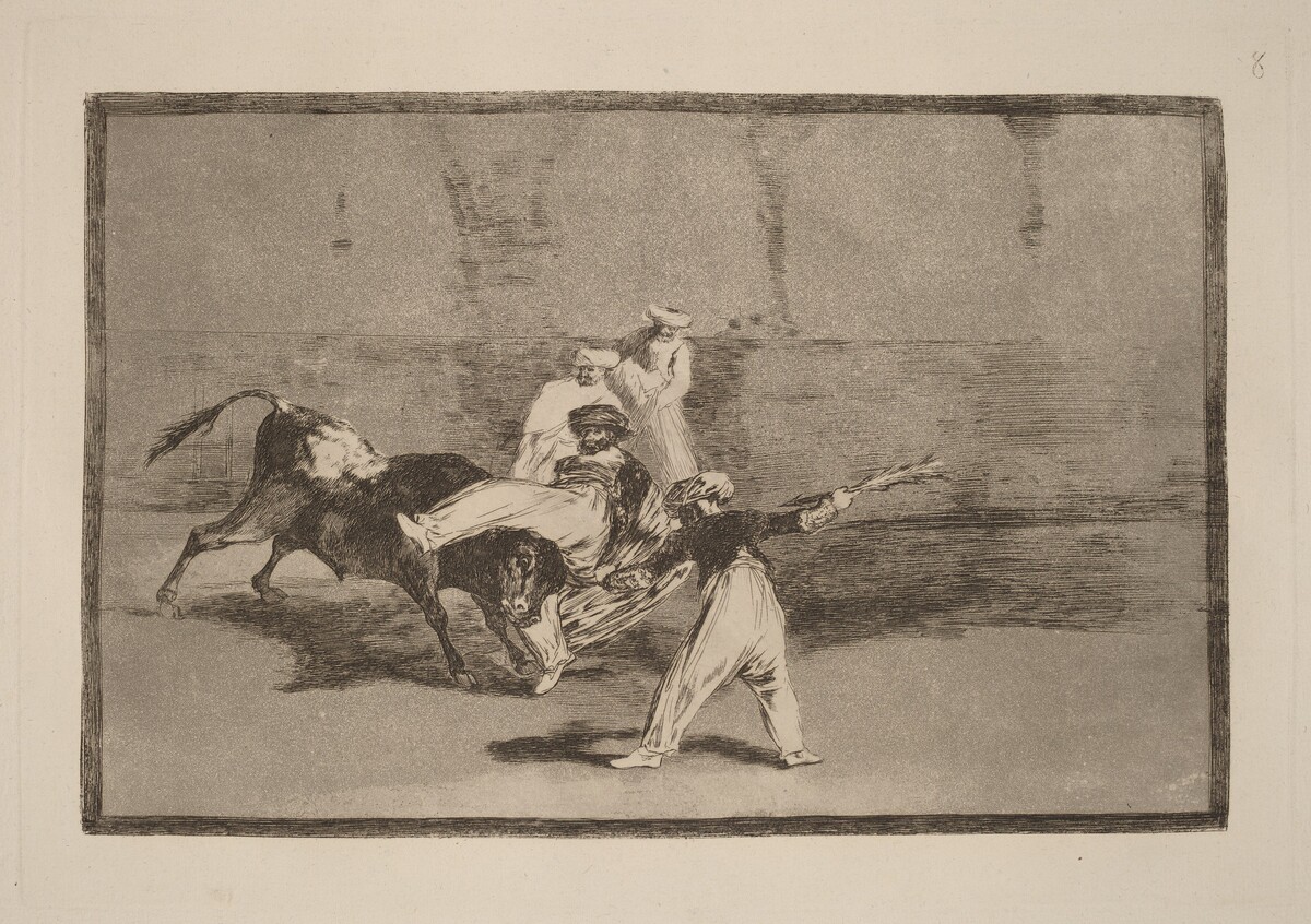 Cogida de un moro estando en la plaza  (A Moor Caught by the Bull in the Ring)