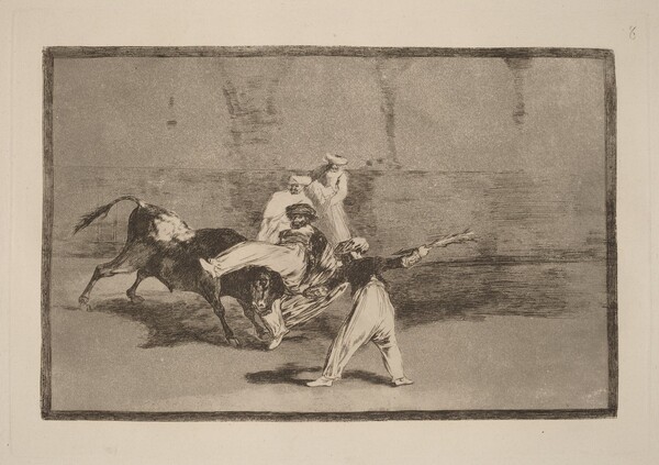 Cogida de un moro estando en la plaza  (A Moor Caught by the Bull in the Ring)