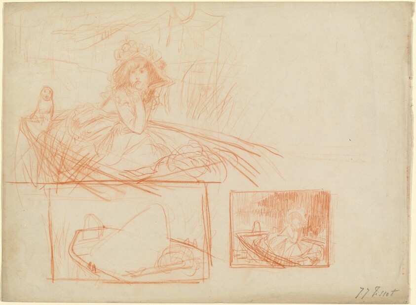 Pensive Girl Adrift in a Boat