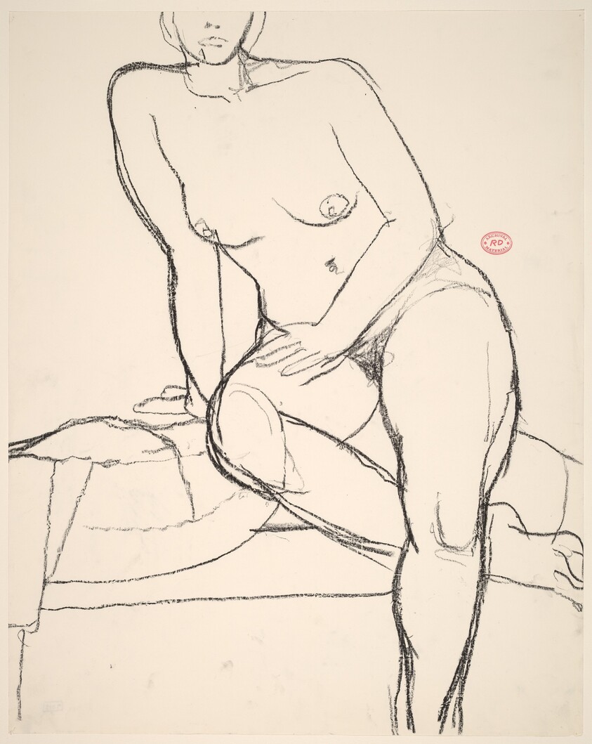 Untitled [seated nude leaning on her right arm]