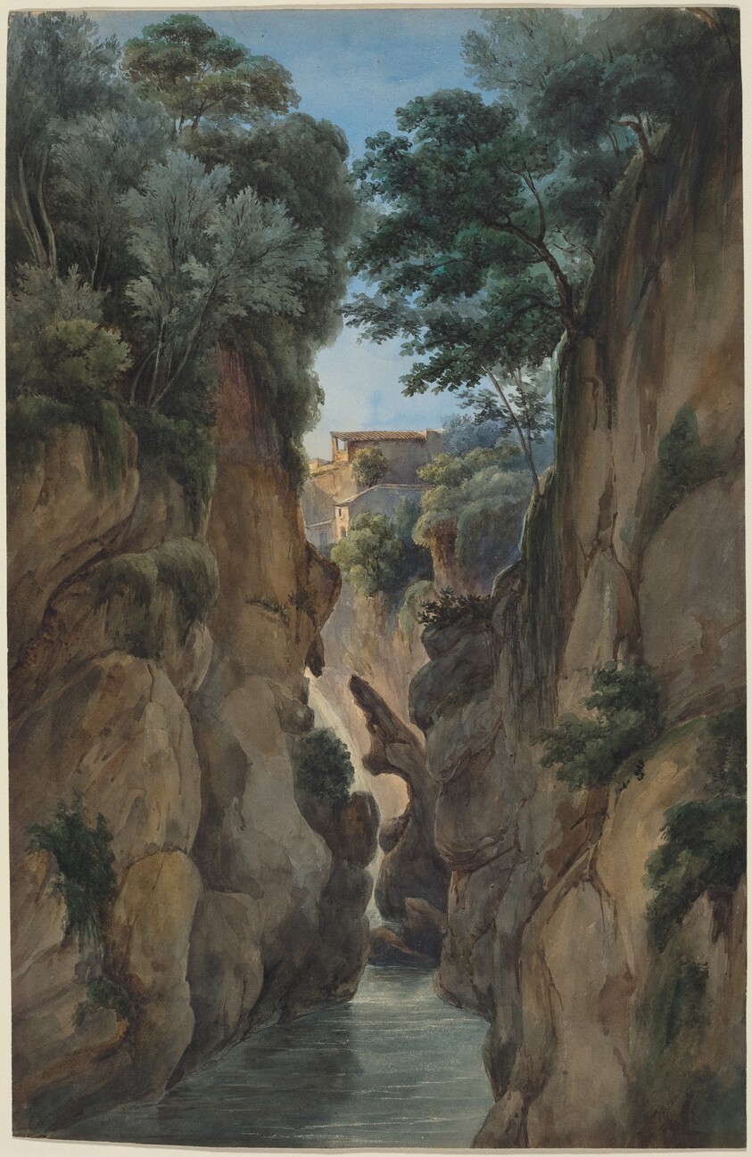 View of a Waterfall through a Ravine