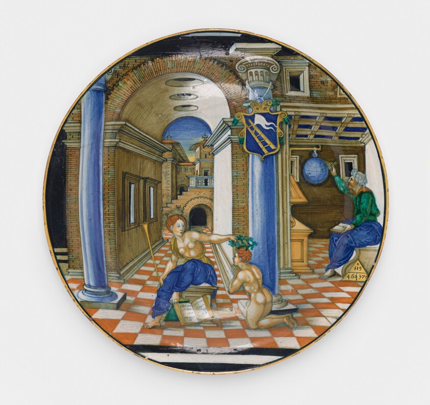 Plate with an allegorical scene of Calliope and a youth (from the Ladder Service)