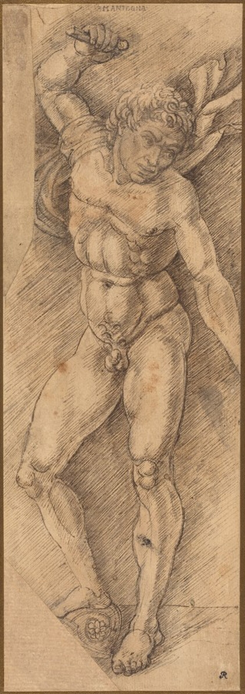A Naked Warrior with One Foot on a Helmet (Mantegna Imitation)