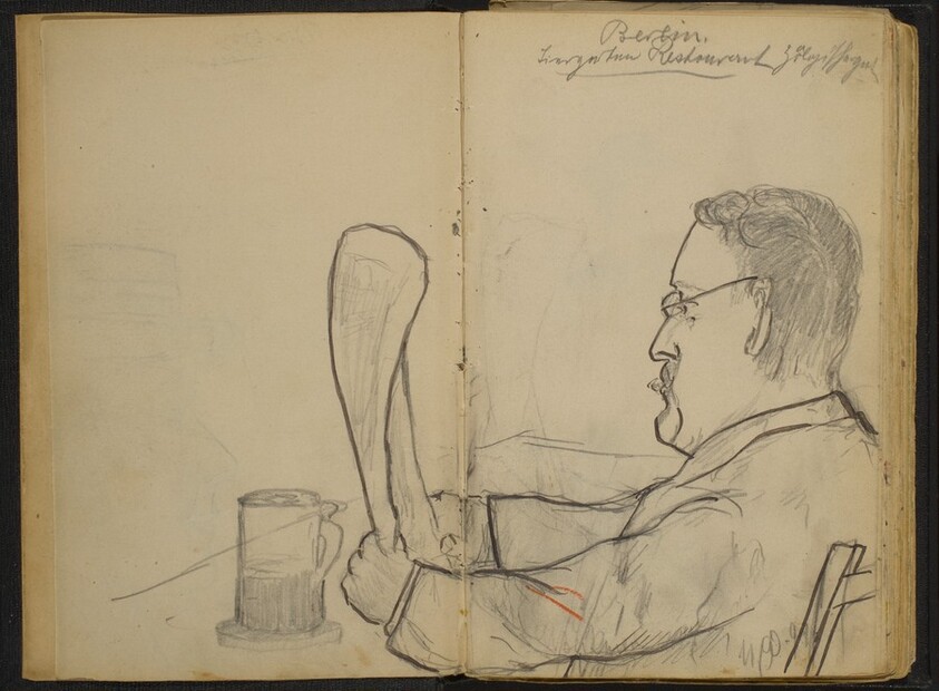 Man Reading at the Tiergarten Restaurant, Berlin