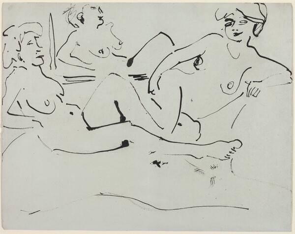 Dodo and an Older Woman Reclining before a Mirror