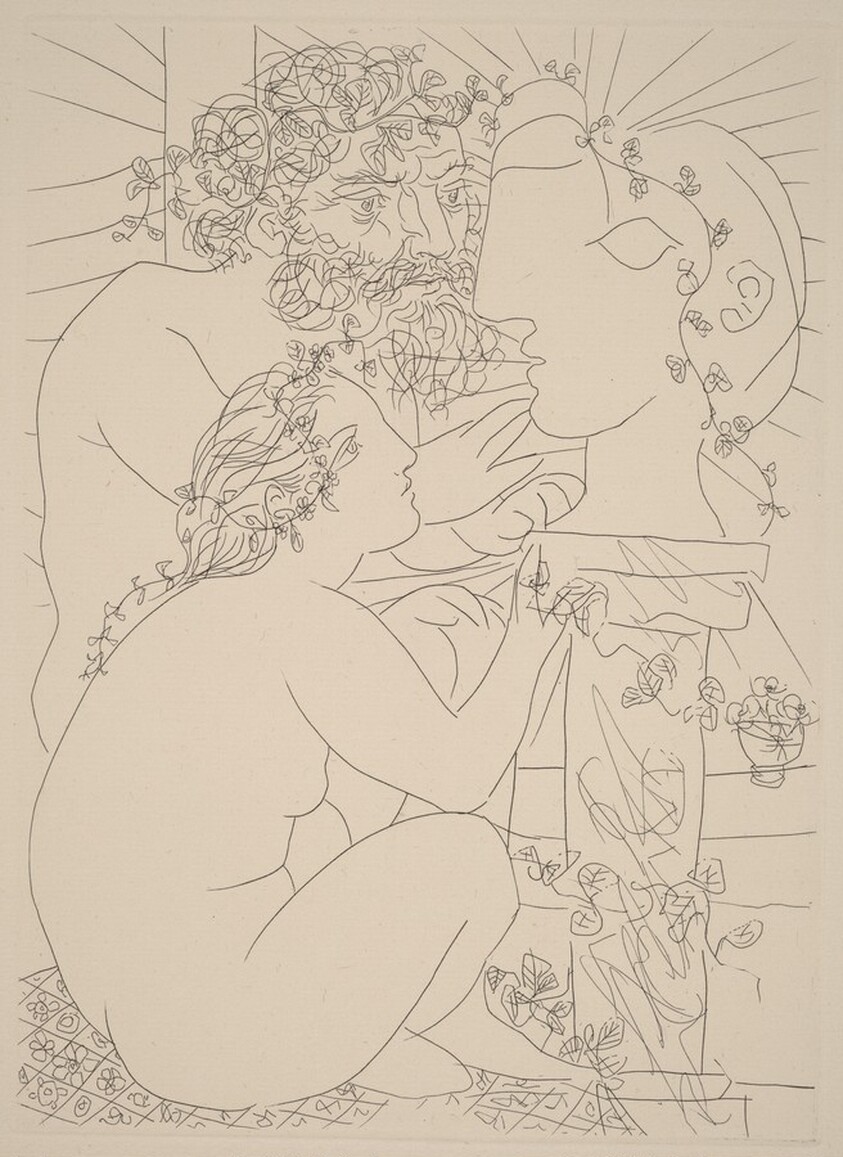 Sculptor with his Model, a Sculpture of Her Head, and a Bowl of Anemones (Sculpteur avec son modèle, sa sculpture et un bol d'anémones)