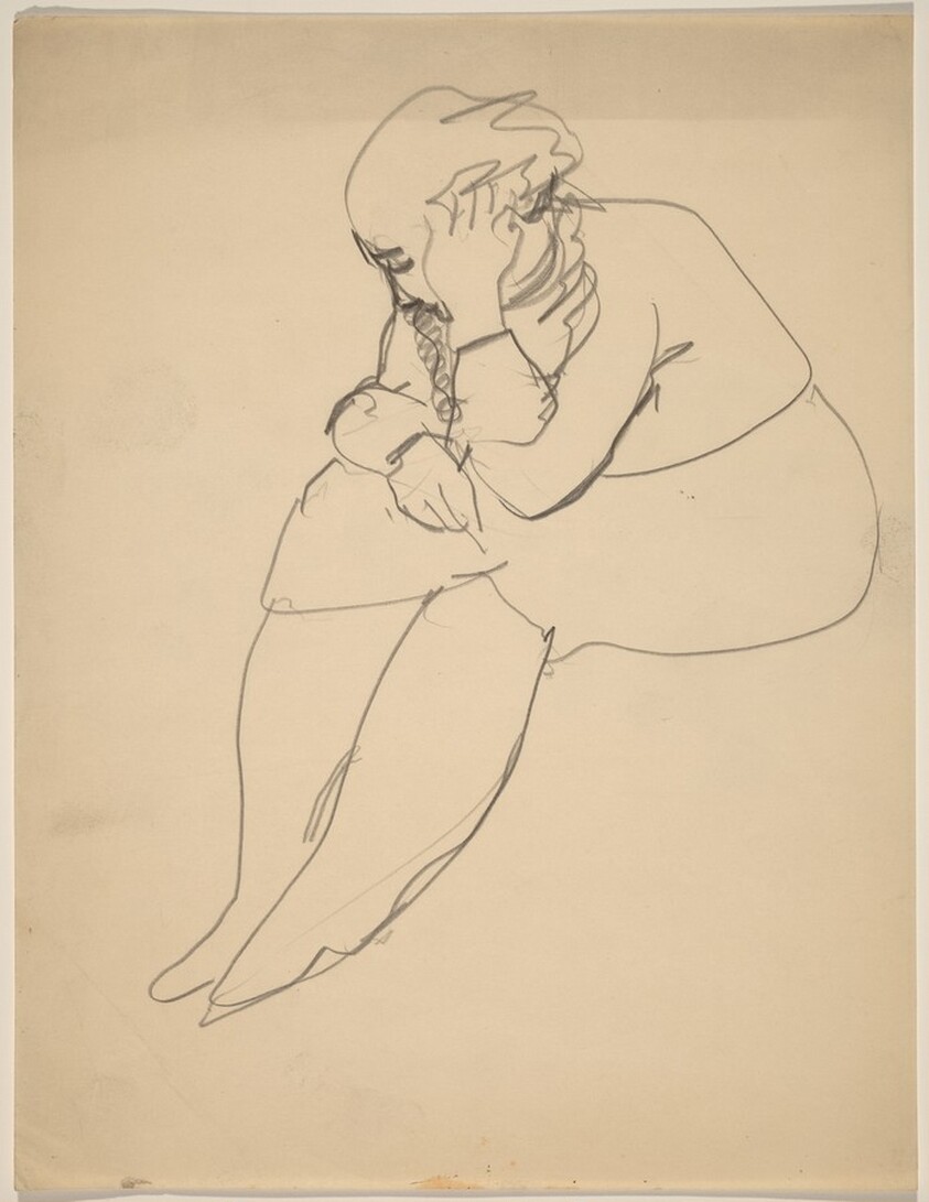 Seated Woman with Head Resting in Hand