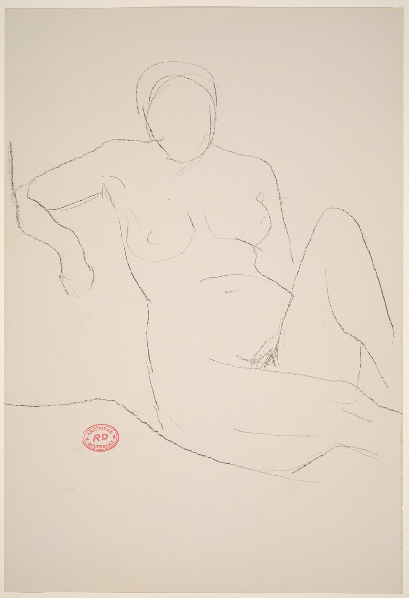 Untitled [seated female nude with right arm over support]