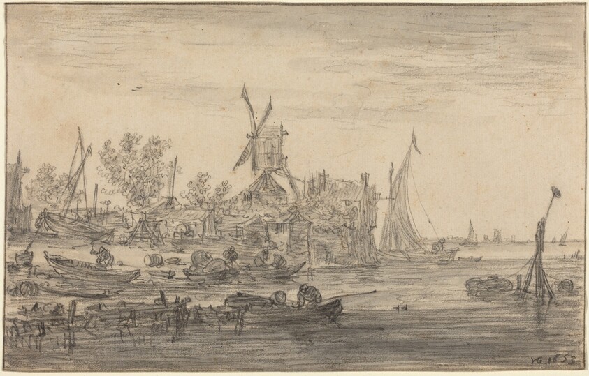 Foreshore Scene with Windmill
