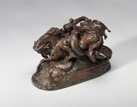 North African Horseman Surprised by a Serpent, Antoine-Louis Barye, model before 1843, cast by 1873