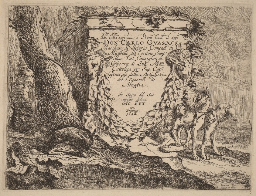 Title Page: Pedestal and a Pair of Dogs