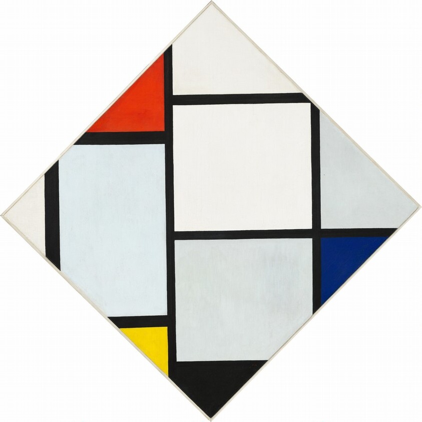 Tableau No. IV; Lozenge Composition with Red, Gray, Blue, Yellow, and Black