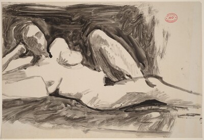 Untitled [reclining nude resting her head on her right hand], Richard Diebenkorn, 1955-1967