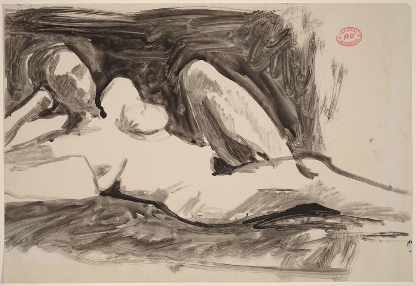 Untitled [reclining nude resting her head on her right hand]