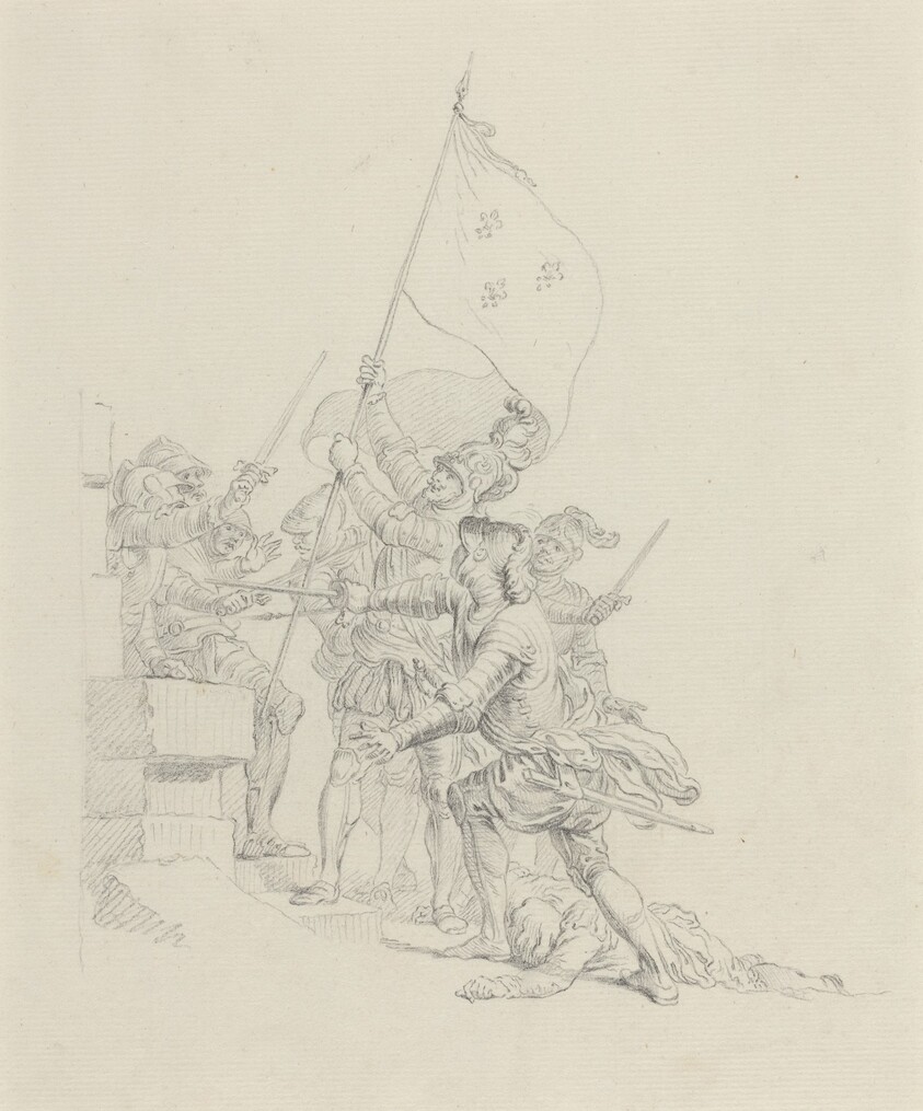 Il monte: il a déjà de ses mains triomphantes...