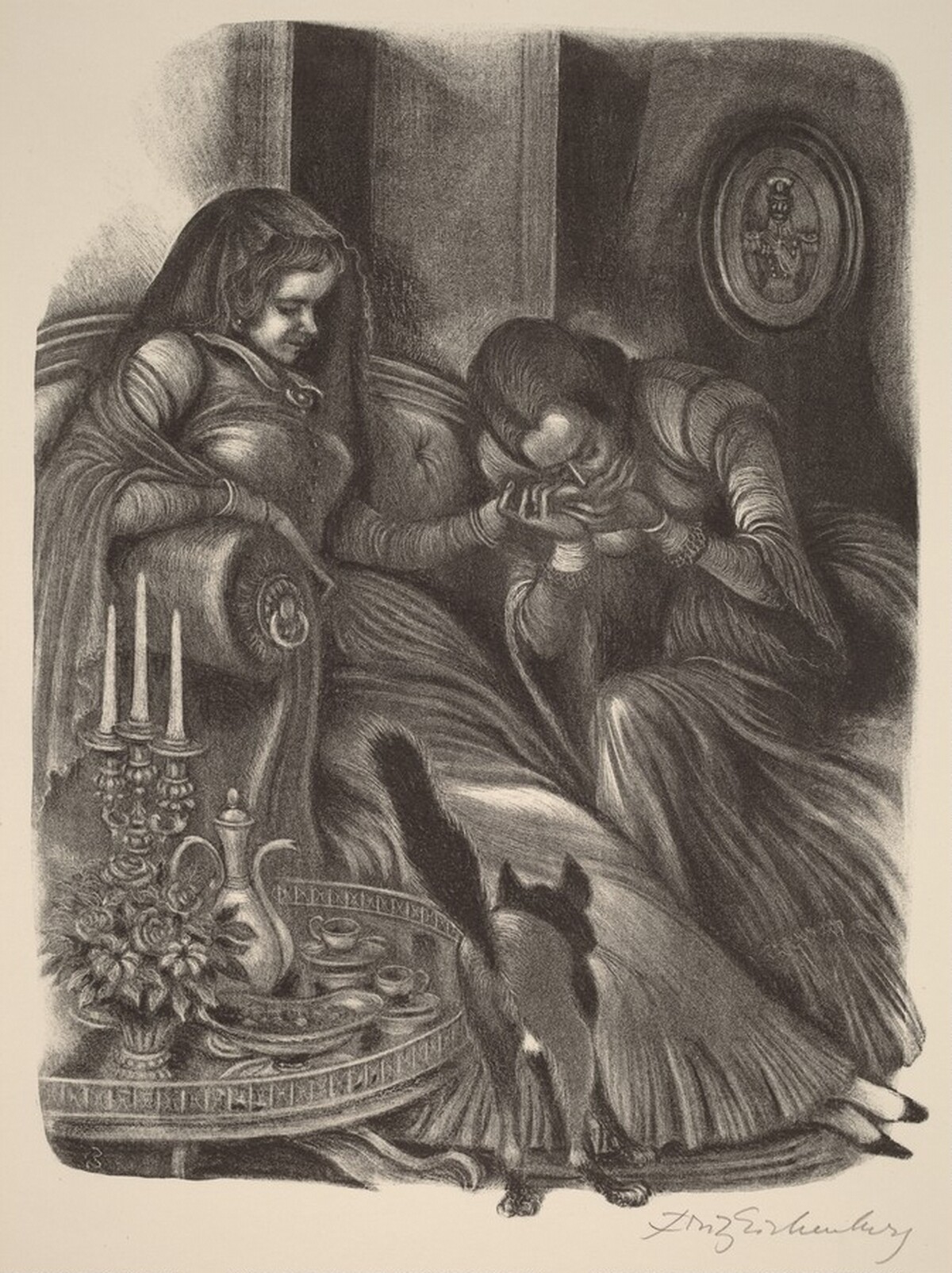 Katerina Kisses Grushenka's Hand (Book III: The Sensualists, facing p.110)