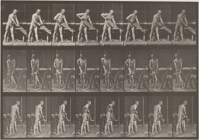 Plate Number 380. Carpenter, sawing a board