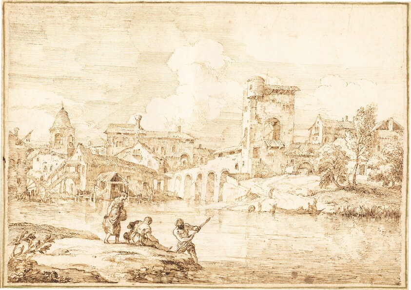 A Fortified Village along a River