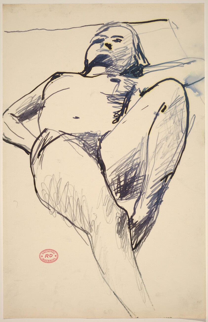 Untitled [reclining nude lying back with her left hand behind her head]