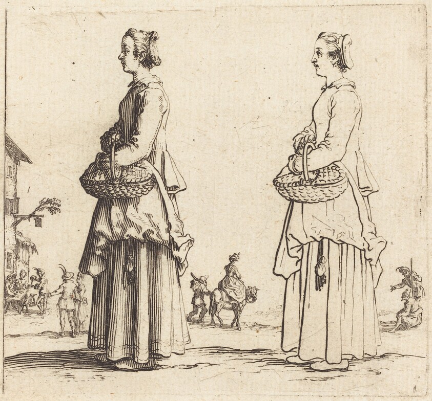 Peasant Woman with Basket, in Profile, Facing Left