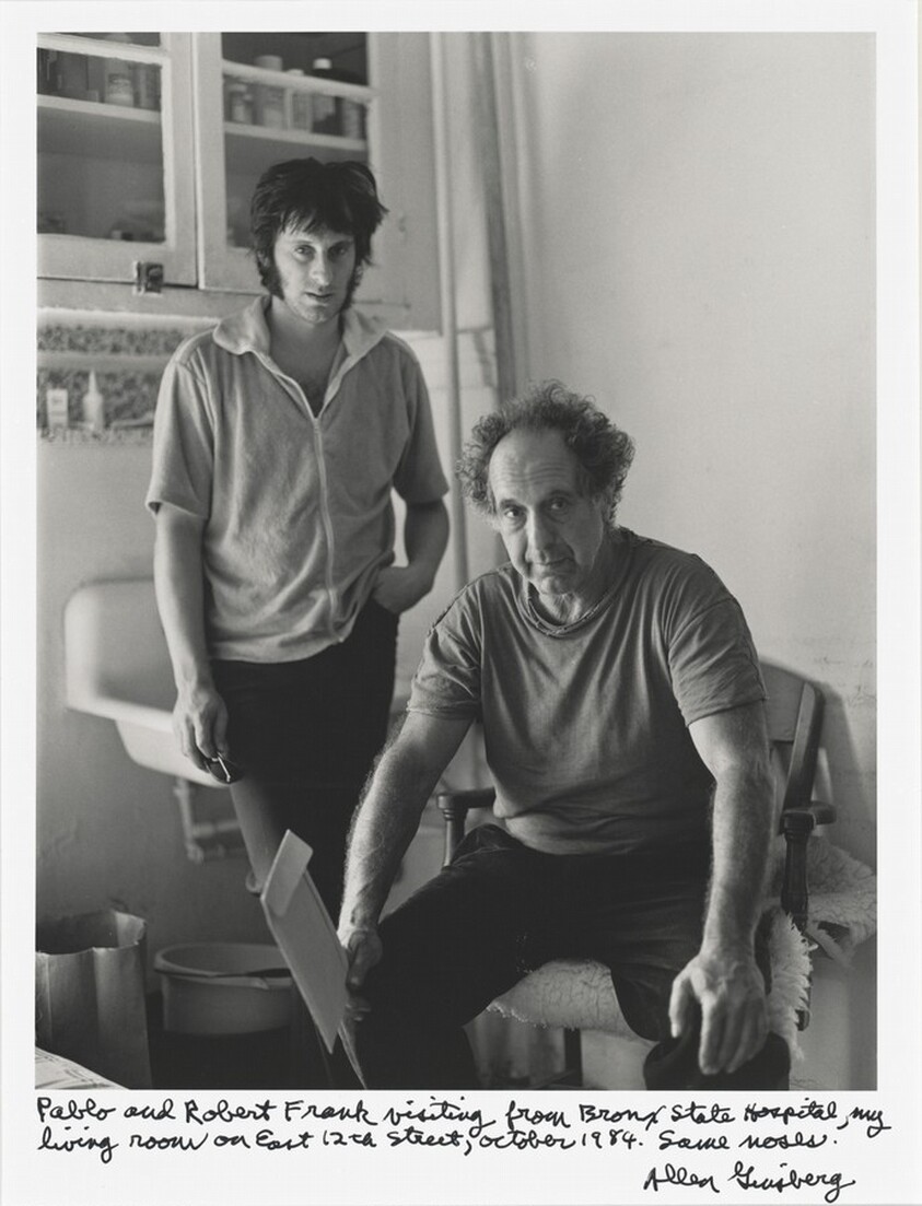 Pablo and Robert Frank visiting from Bronx State Hospital, my living room on East 12th Street, October 1984. Same noses.
