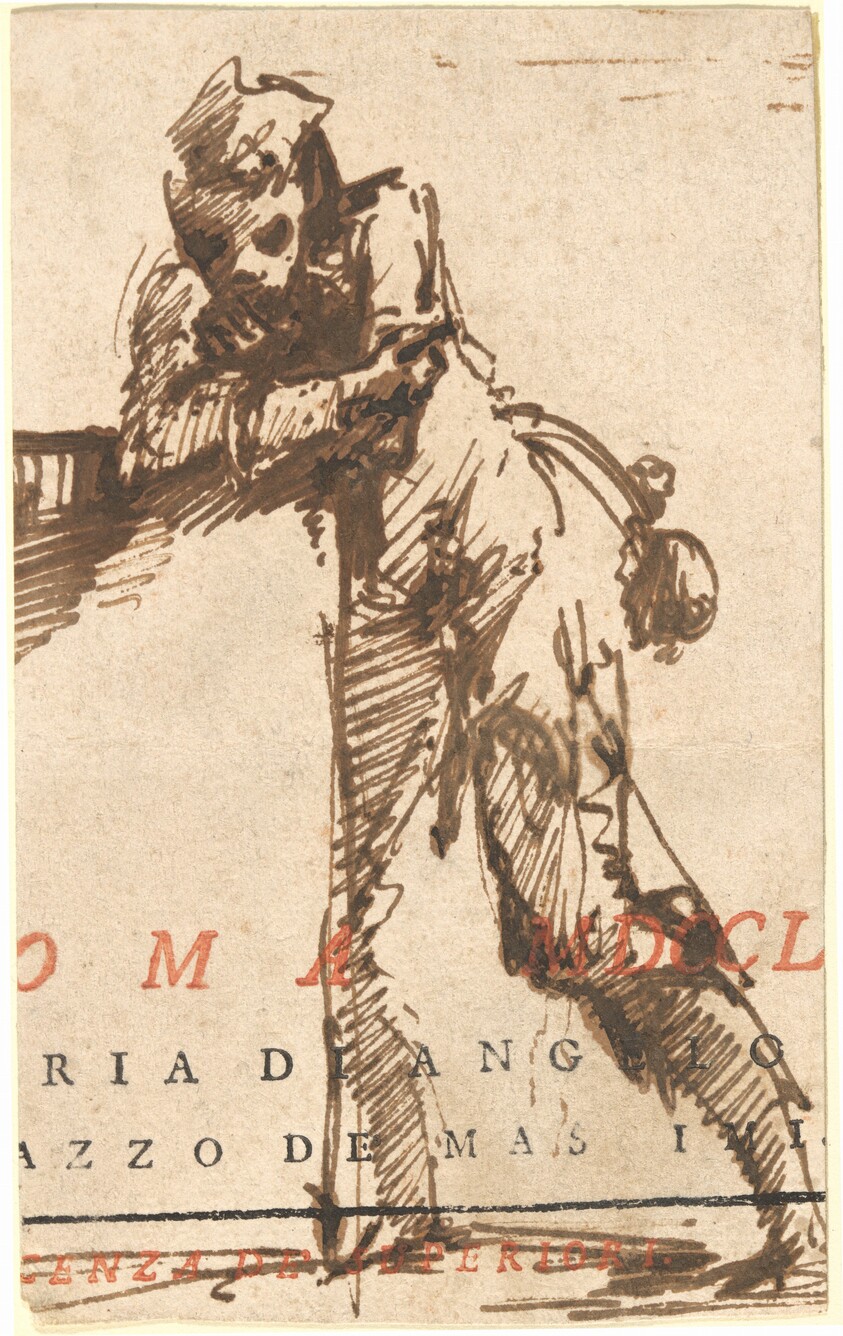 A Man Leaning on a Structure