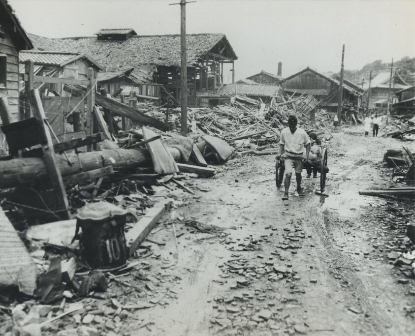 Title from caption on object: “Atom-Blasted Nagasaki Suburbs”