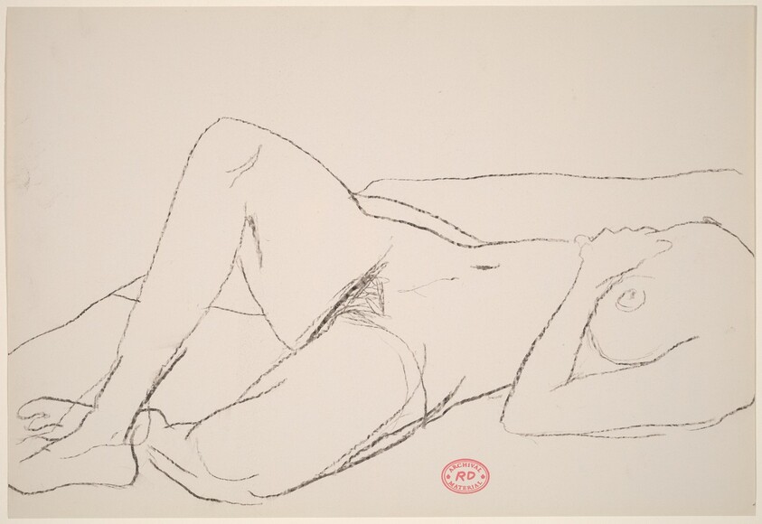 Untitled [reclining female nude seen from chest to feet]