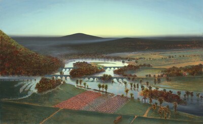 Flooded Oxbow with Green Light, for Betty and Agnes Mongan (Mass MoCA #265)