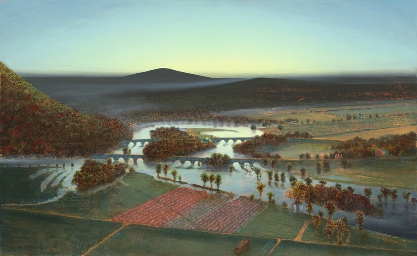 Flooded Oxbow with Green Light, for Betty and Agnes Mongan (Mass MoCA #265)