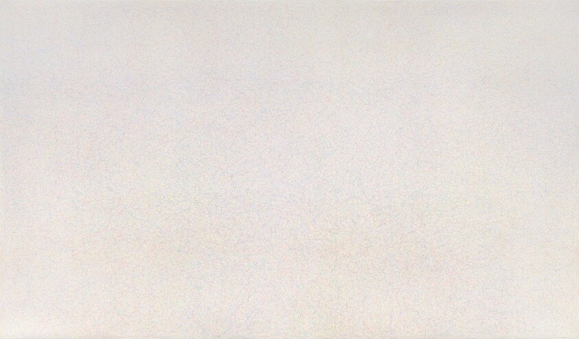 Wall Drawing #65 / Lines not short, not straight, crossing and touching, drawn at random using four colors, uniformly dispersed with maximum density, covering the entire surface of the wall.