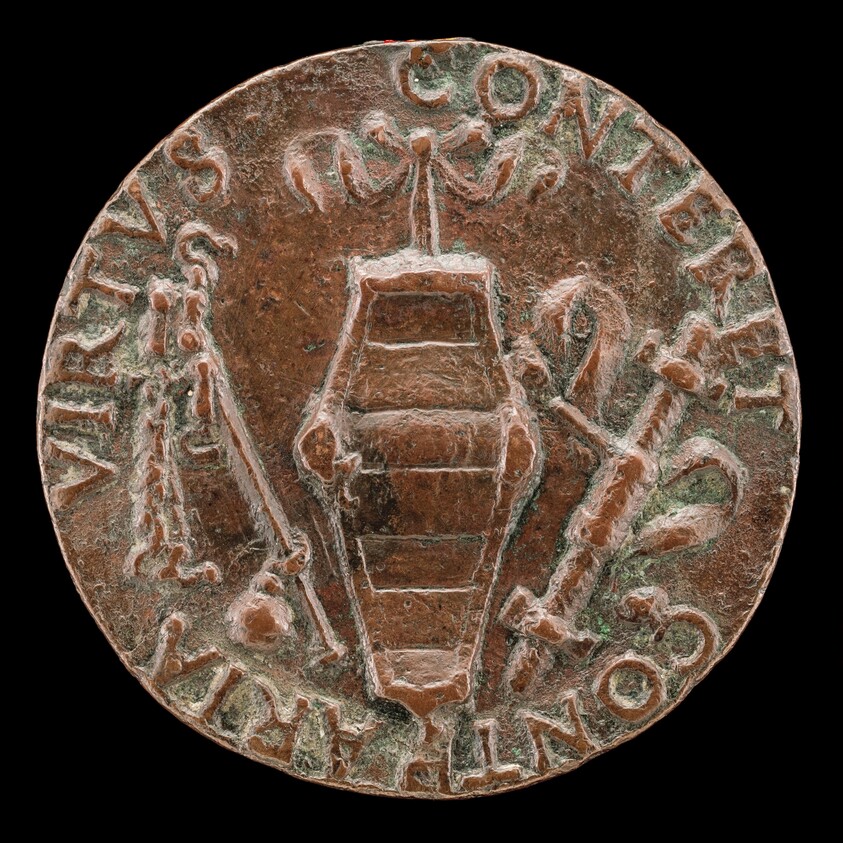Shield of Carafa Arms between a Steelyard and a Spigot [reverse]