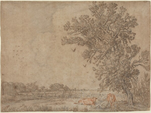 Meadow with a Shepherd and Cows