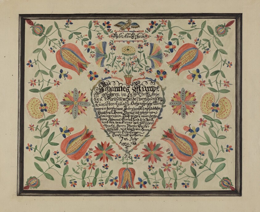 Certificate, Birth and Baptismal; (Fractur)