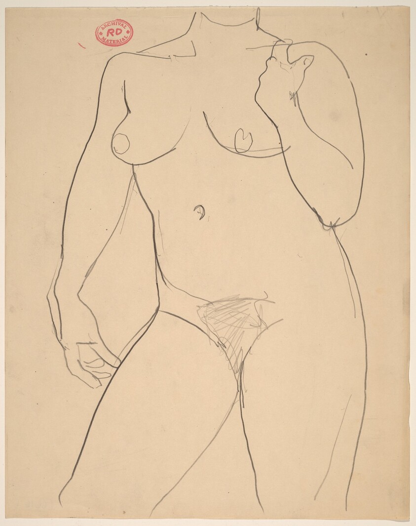 Untitled [chin-to-knee view of nude with her right raised to shoulder]