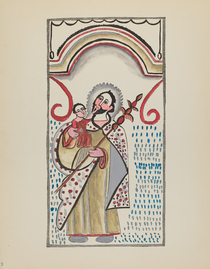 Plate 9: Saint Joseph & Child: From Portfolio "Spanish Colonial Designs of New Mexico"