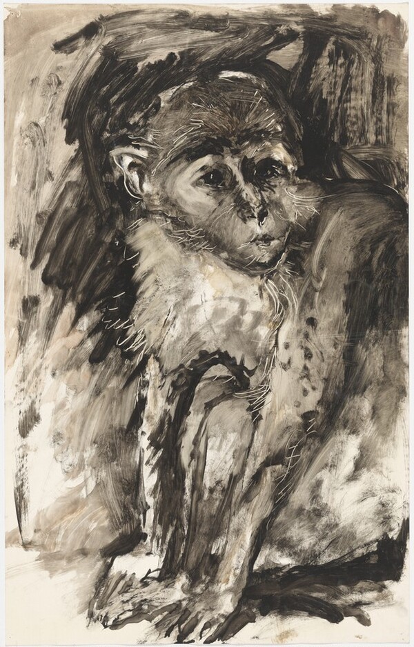 a) Untitled [monkey] (recto); b) Untitled [fish, butterfly, skull] (verso)