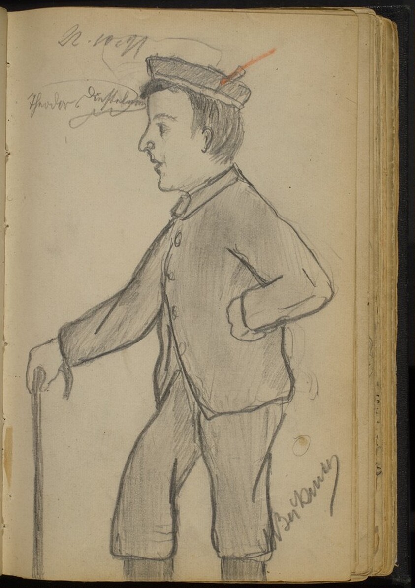 Young Man in Knickers Holding a Staff