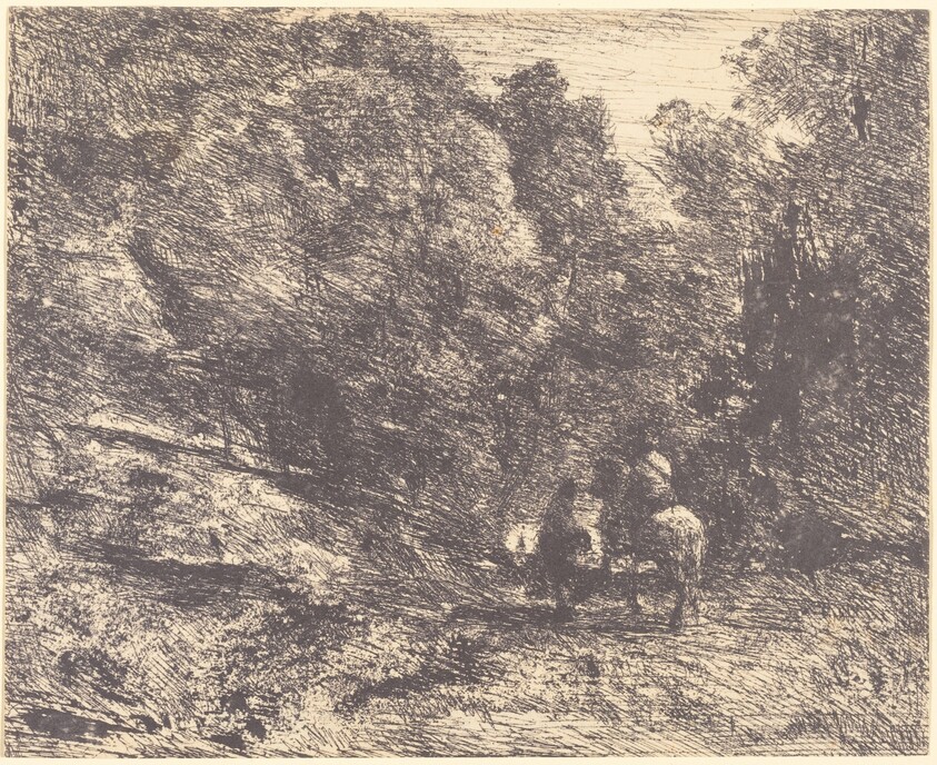 Horseman and Vagabond in the Forest (Le Cavalier en forêt et le piéton)