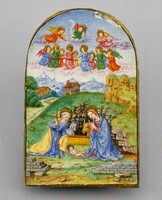 Pax with a Miniature of the Nativity, Possibly Florentine 15th Century (pax frame), western European 19th Century, c. 1480 (pax frame); c. 1850/1875 (miniature)